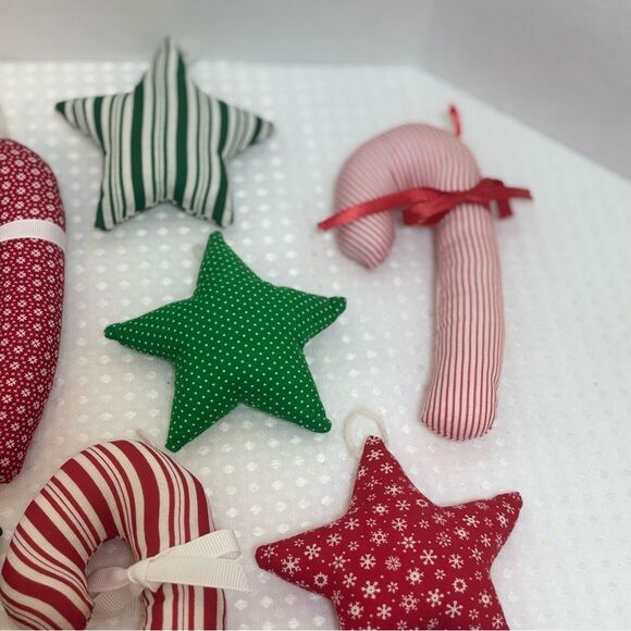 Vintage Handcrafted Prairie Candy Cane and Star Soft Holiday Ornaments Set of 14 - Picture 7 of 8